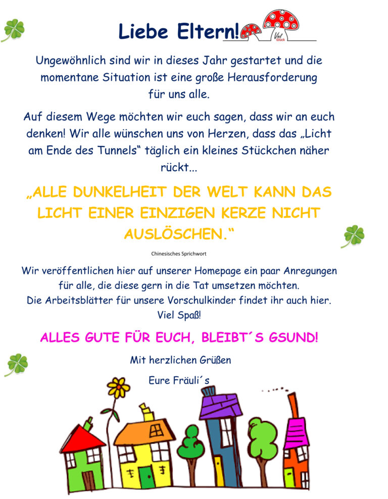 Zweiter Elternbrief aus dem Kindergarten Atting im Januar 2021